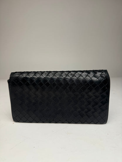 Vintage Bottega Veneta Intrecciato Leather Card Holder / ID Holder Black
