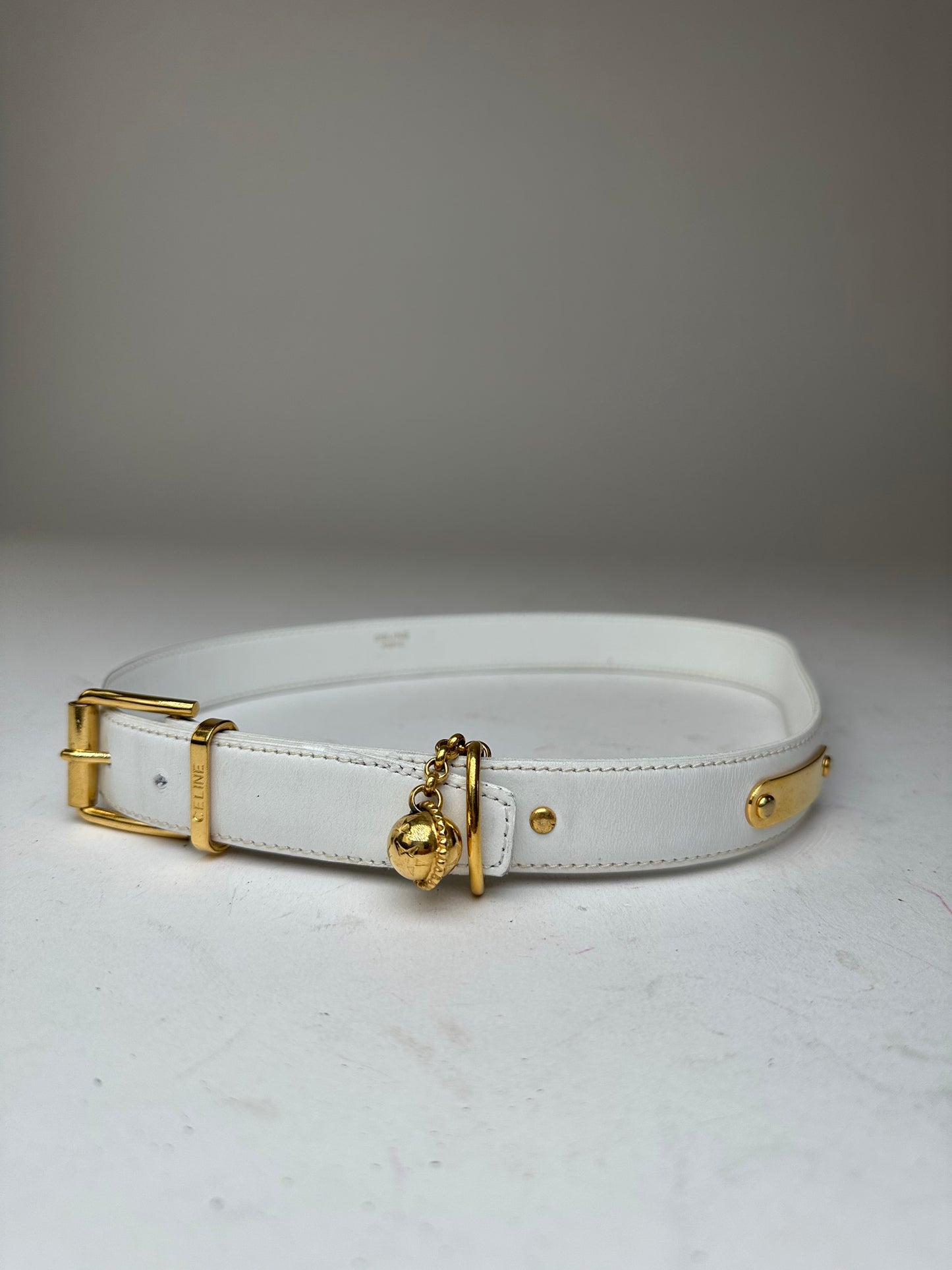 Vintage Celine Belt White Leather