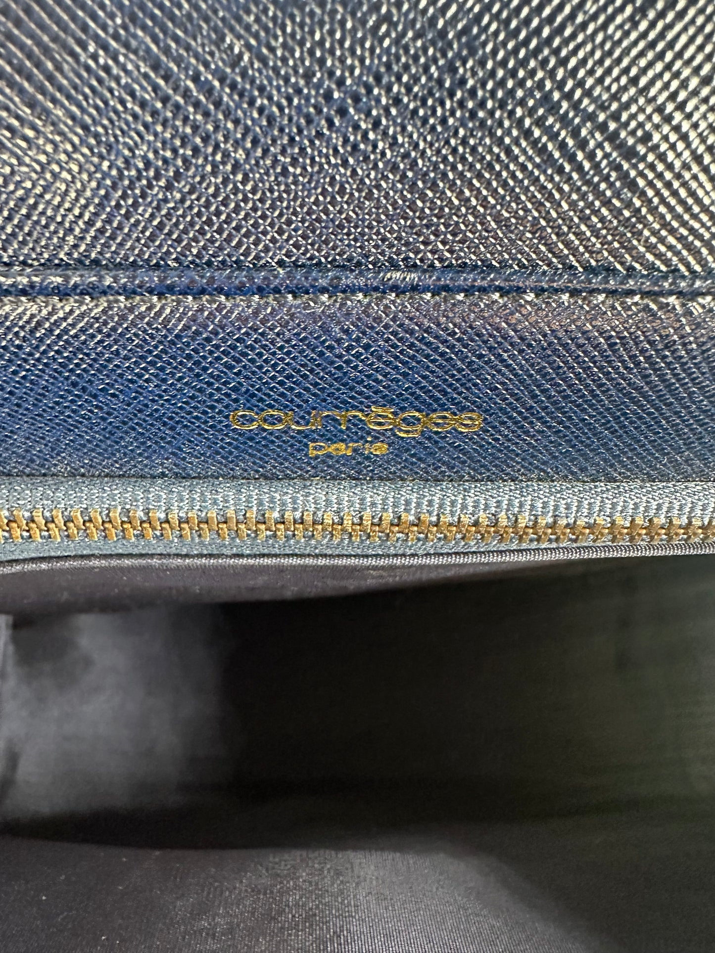 Vintage Courreges Leather Handbag Navy