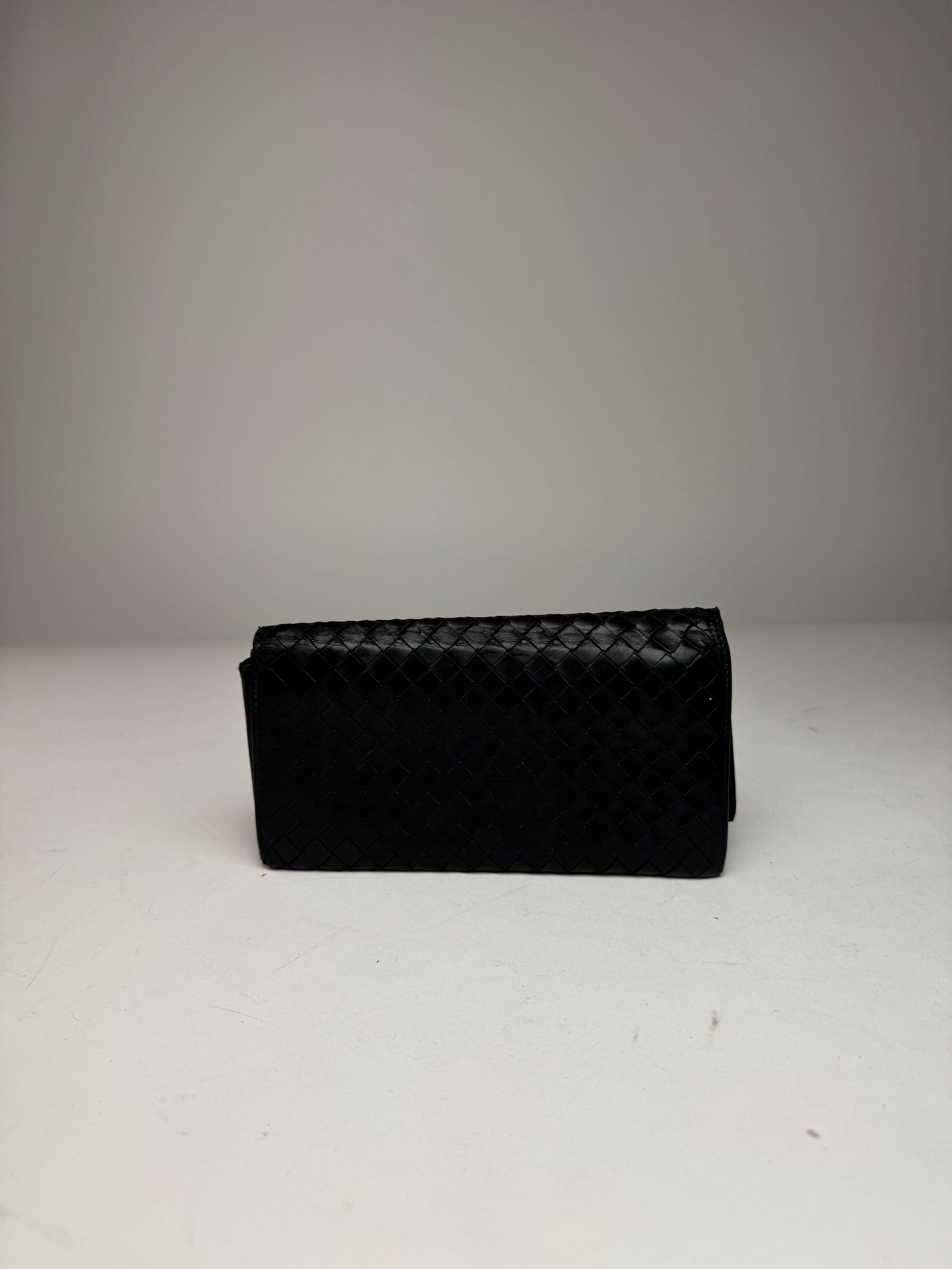 Vintage Bottega Veneta Intrecciato Leather Card Holder / ID Holder Black