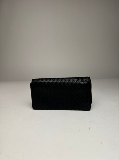 Vintage Bottega Veneta Intrecciato Leather Card Holder / ID Holder Black