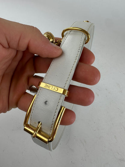 Vintage Celine Belt White Leather