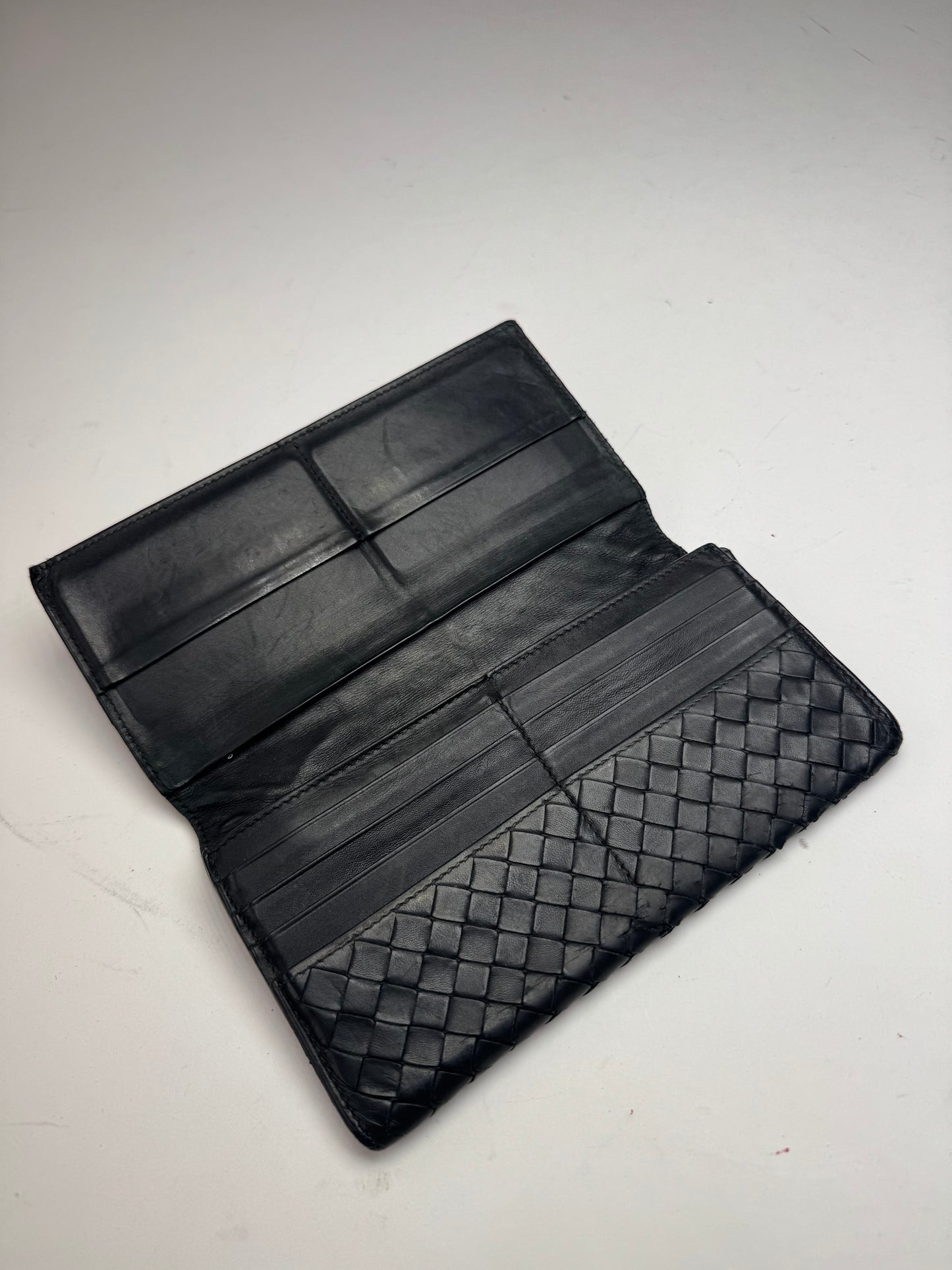 Vintage Bottega Veneta Intrecciato Leather Card Holder / ID Holder Black