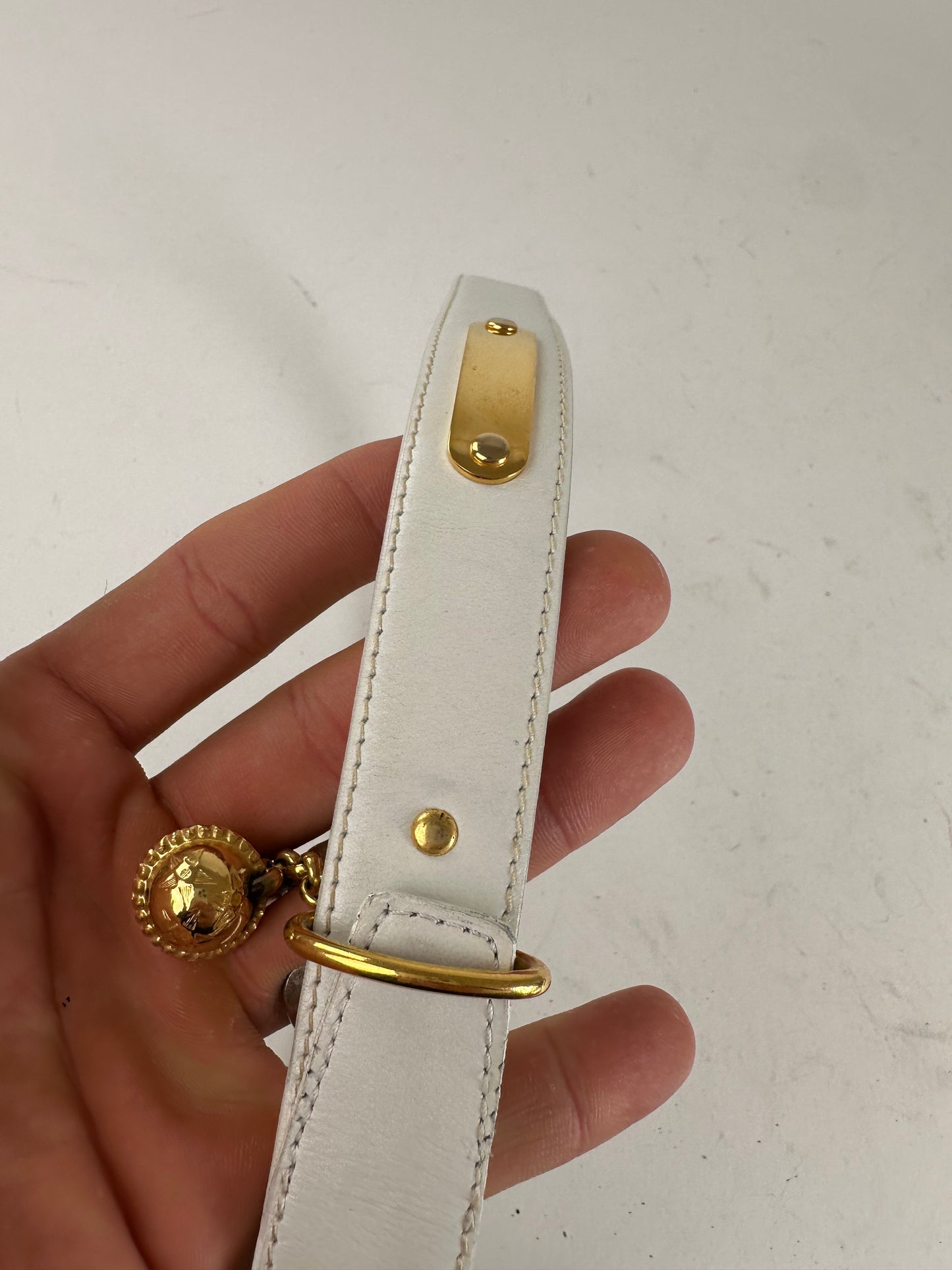 Vintage Celine Belt White Leather