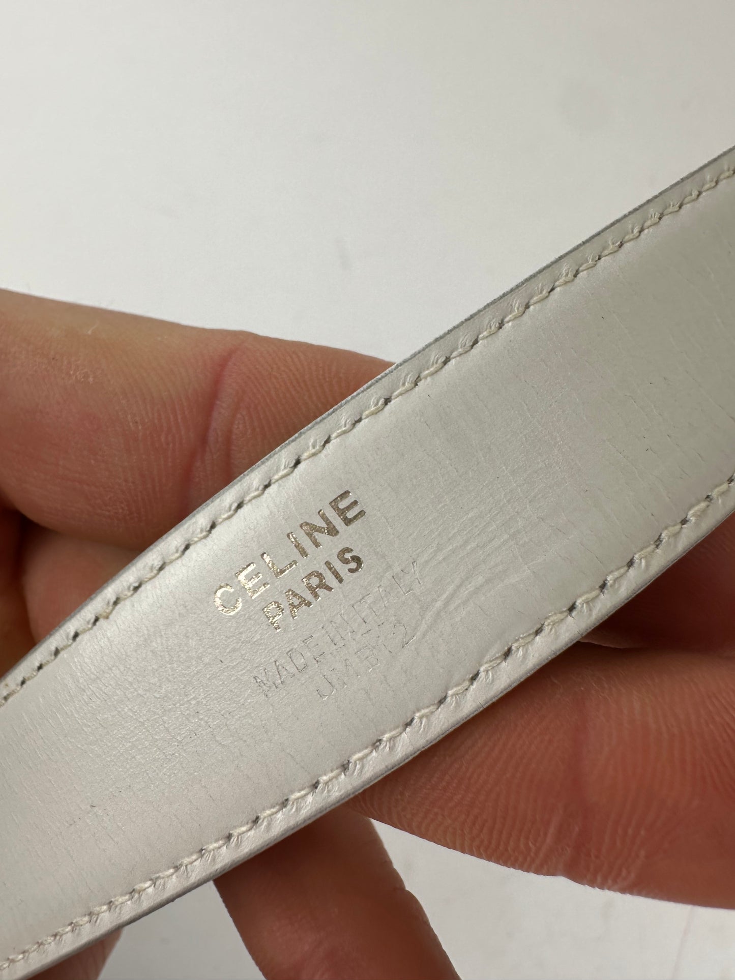 Vintage Celine Belt White Leather