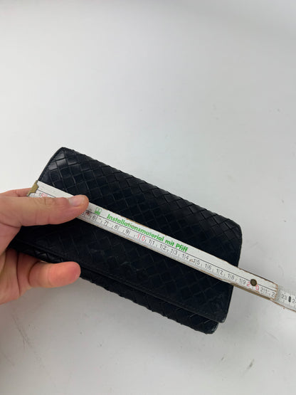 Vintage Bottega Veneta Intrecciato Leather Card Holder / ID Holder Black