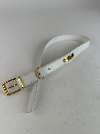 Vintage Celine Belt White Leather