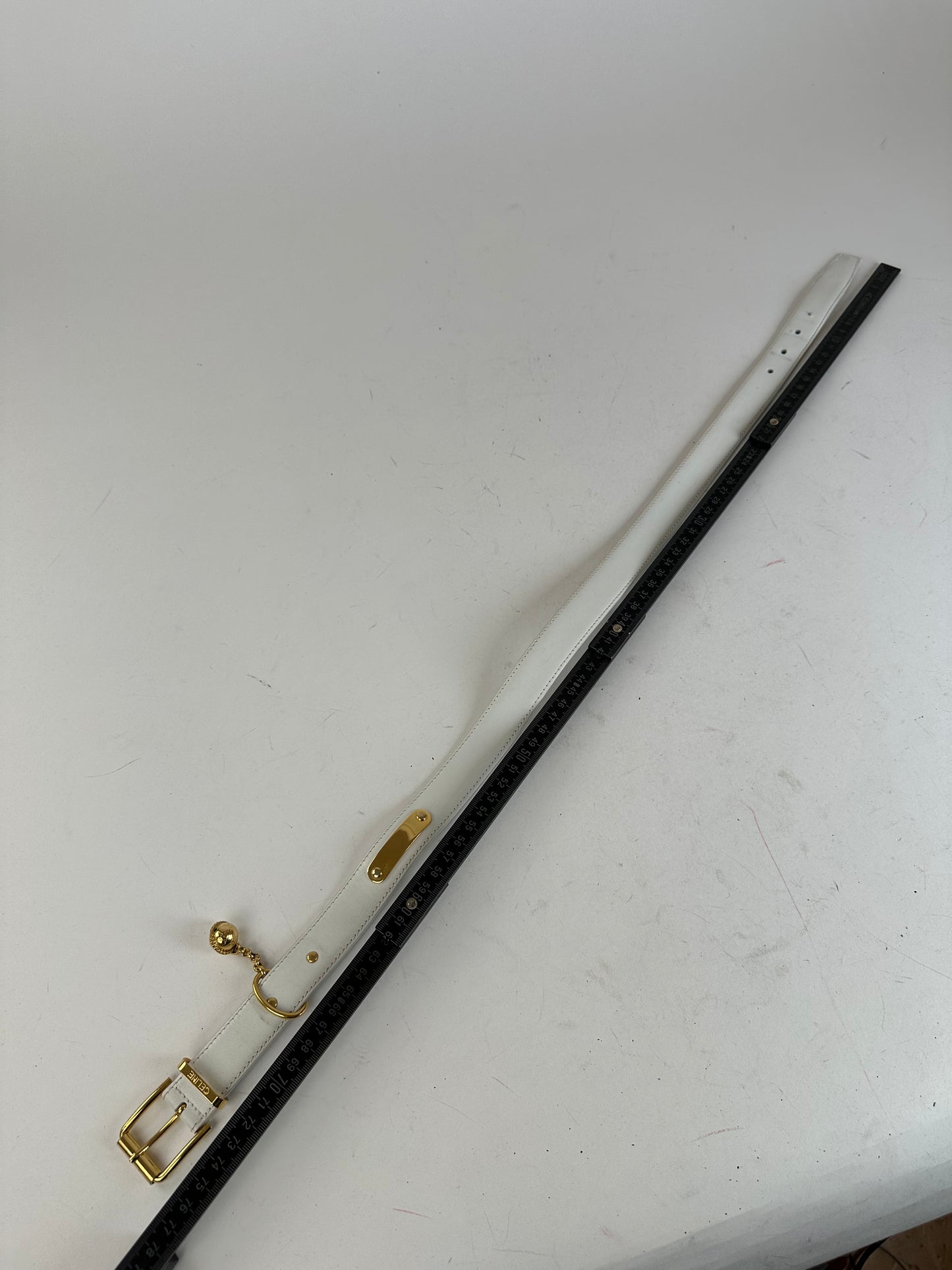 Vintage Celine Belt White Leather