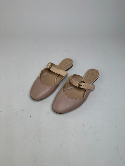 Vintage Chloe Leather Buckle Mules Blush Beige EU36