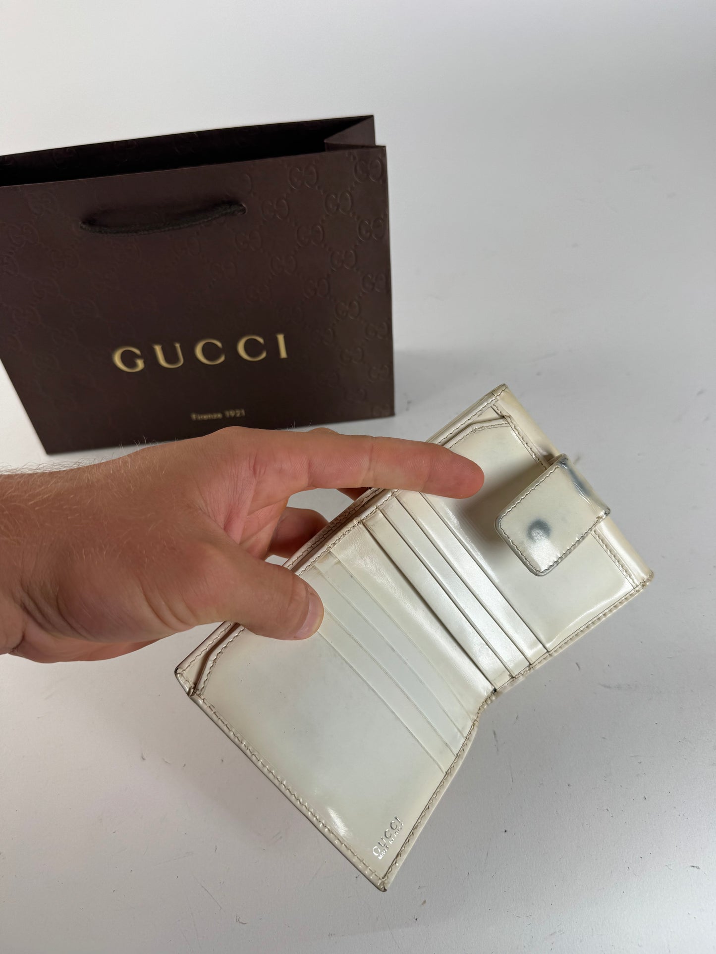 Vintage Gucci Patent Leather wallet white