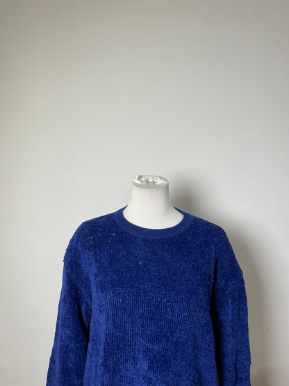 Vintage Dior Metallic Thread Sweater Blue Gold L