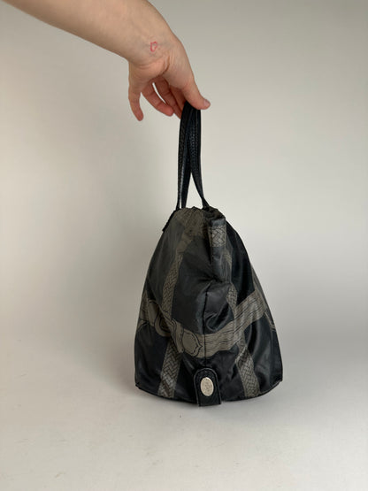 Vintage Fendi Selleria Denim Tote Bag Navy Black Grey
