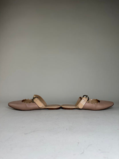 Vintage Chloe Leather Buckle Mules Blush Beige EU36