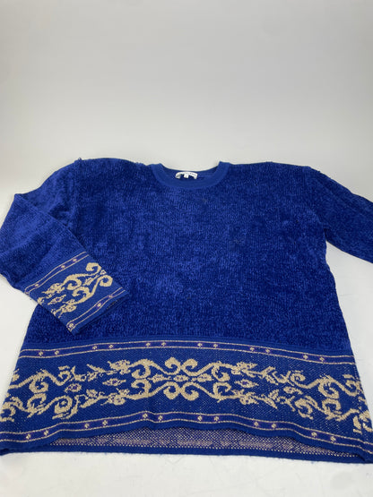 Vintage Dior Metallic Thread Sweater Blue Gold L