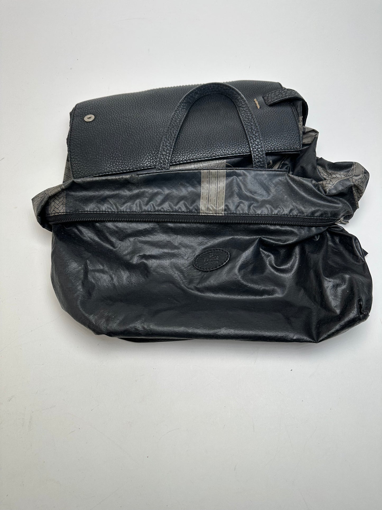 Vintage Fendi Selleria Denim Tote Bag Navy Black Grey