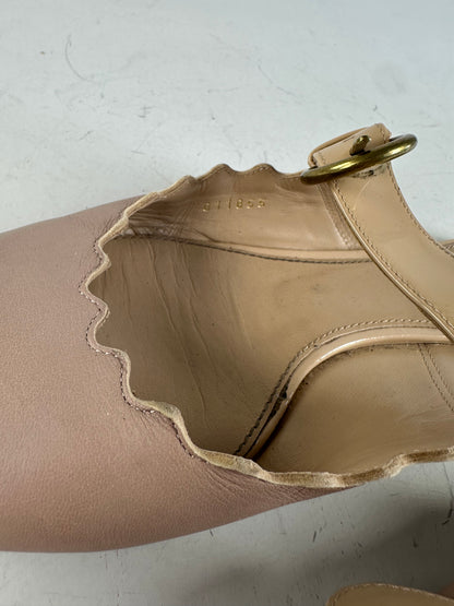 Vintage Chloe Leather Buckle Mules Blush Beige EU36