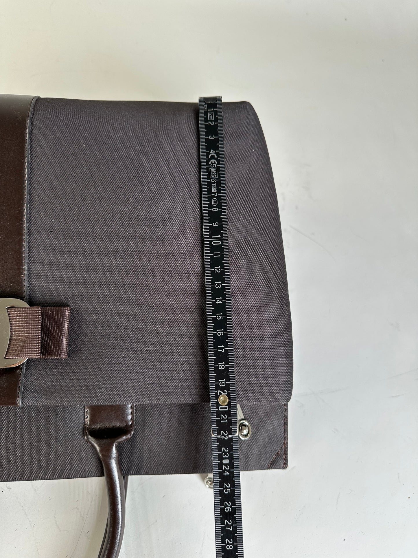 Vintage Ferragamo Nylon Leather Trim Handbag Black Brown