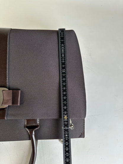 Vintage Ferragamo Nylon Leather Trim Handbag Black Brown