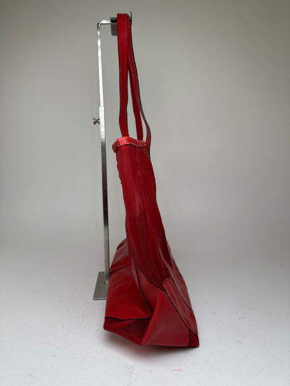 Vintage Celine Mesh Leather Tote Bag Red