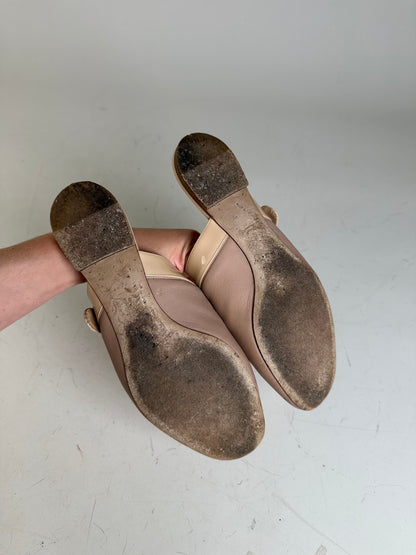 Vintage Chloe Leather Buckle Mules Blush Beige EU36