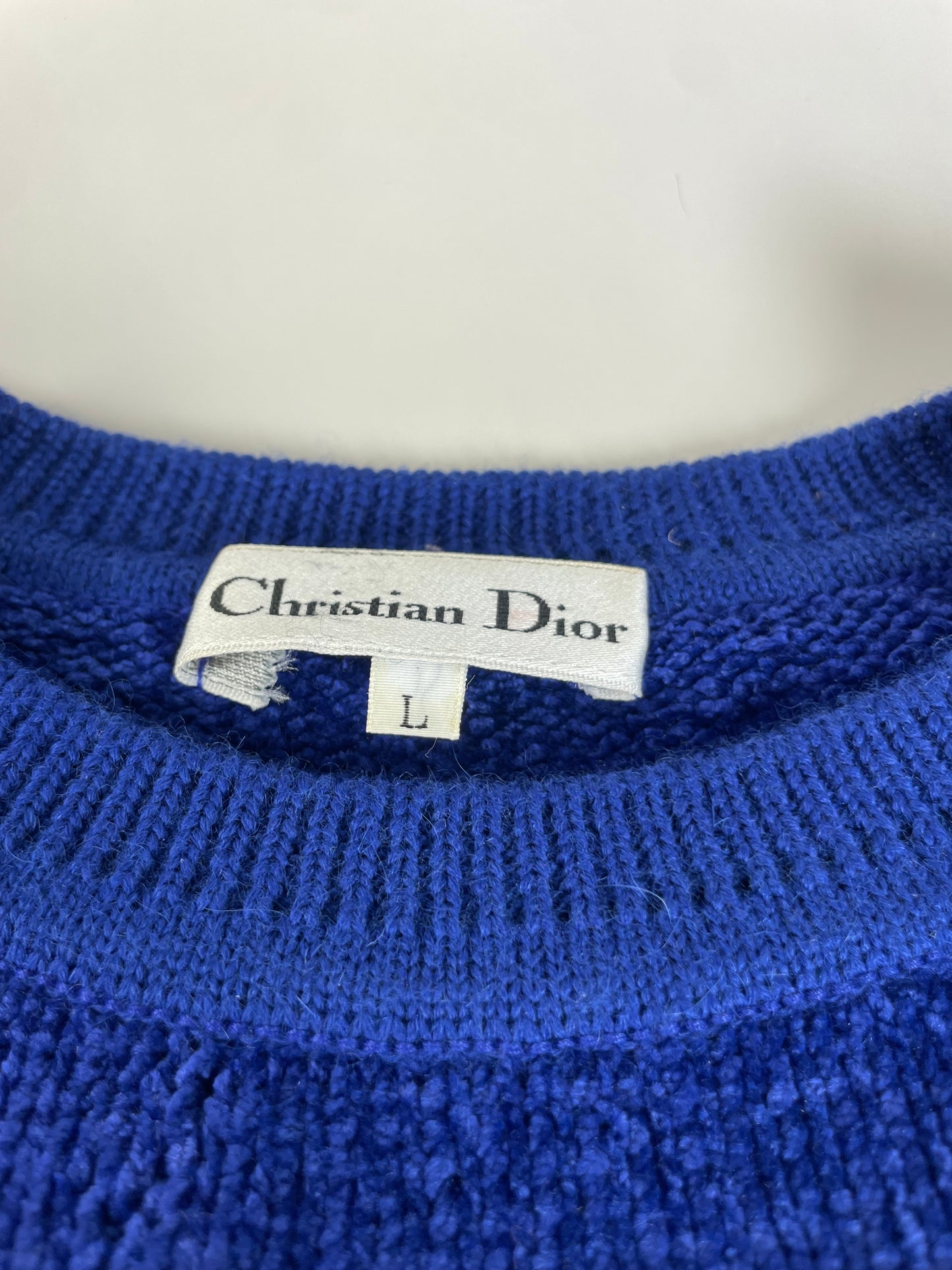 Vintage Dior Metallic Thread Sweater Blue Gold L