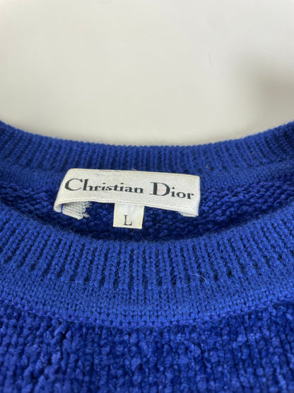 Vintage Dior Metallic Thread Sweater Blue Gold L