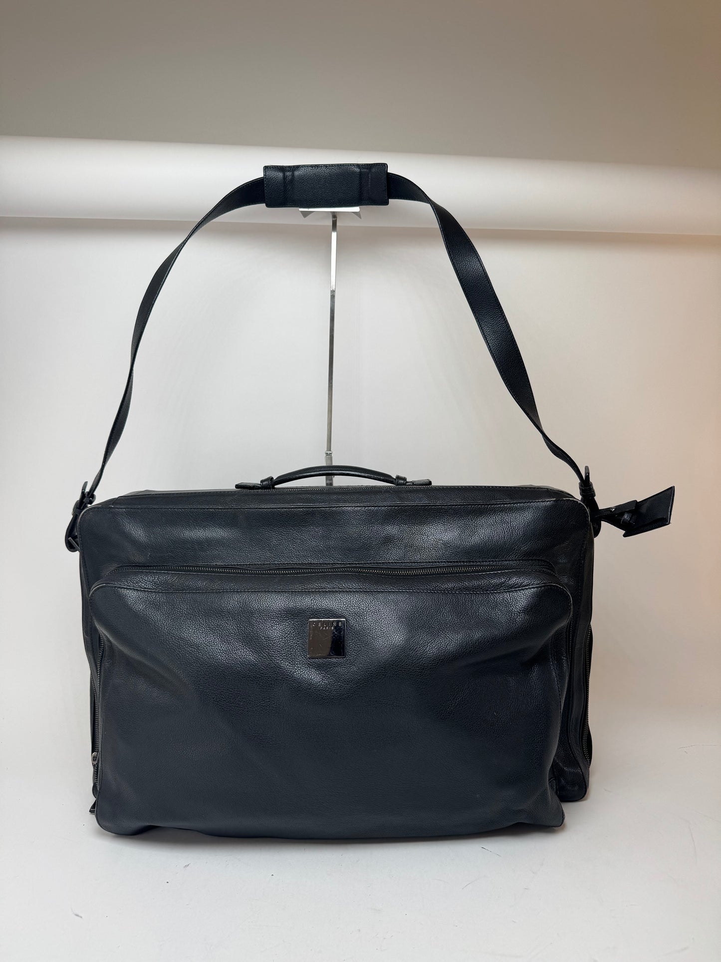 Sac de voyage vintage Céline Paris 2 voies en cuir noir