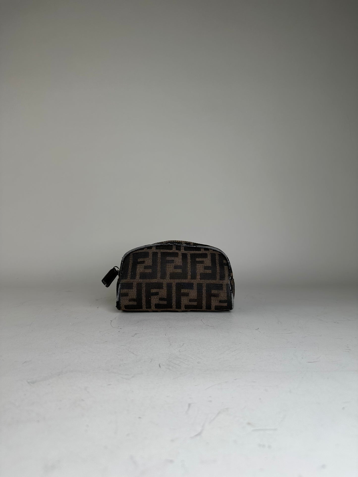 Vintage Fendi FF Monogram Canvas Cosmetic Case Brown Black