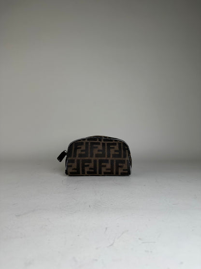 Vintage Fendi FF Monogram Canvas Cosmetic Case Brown Black