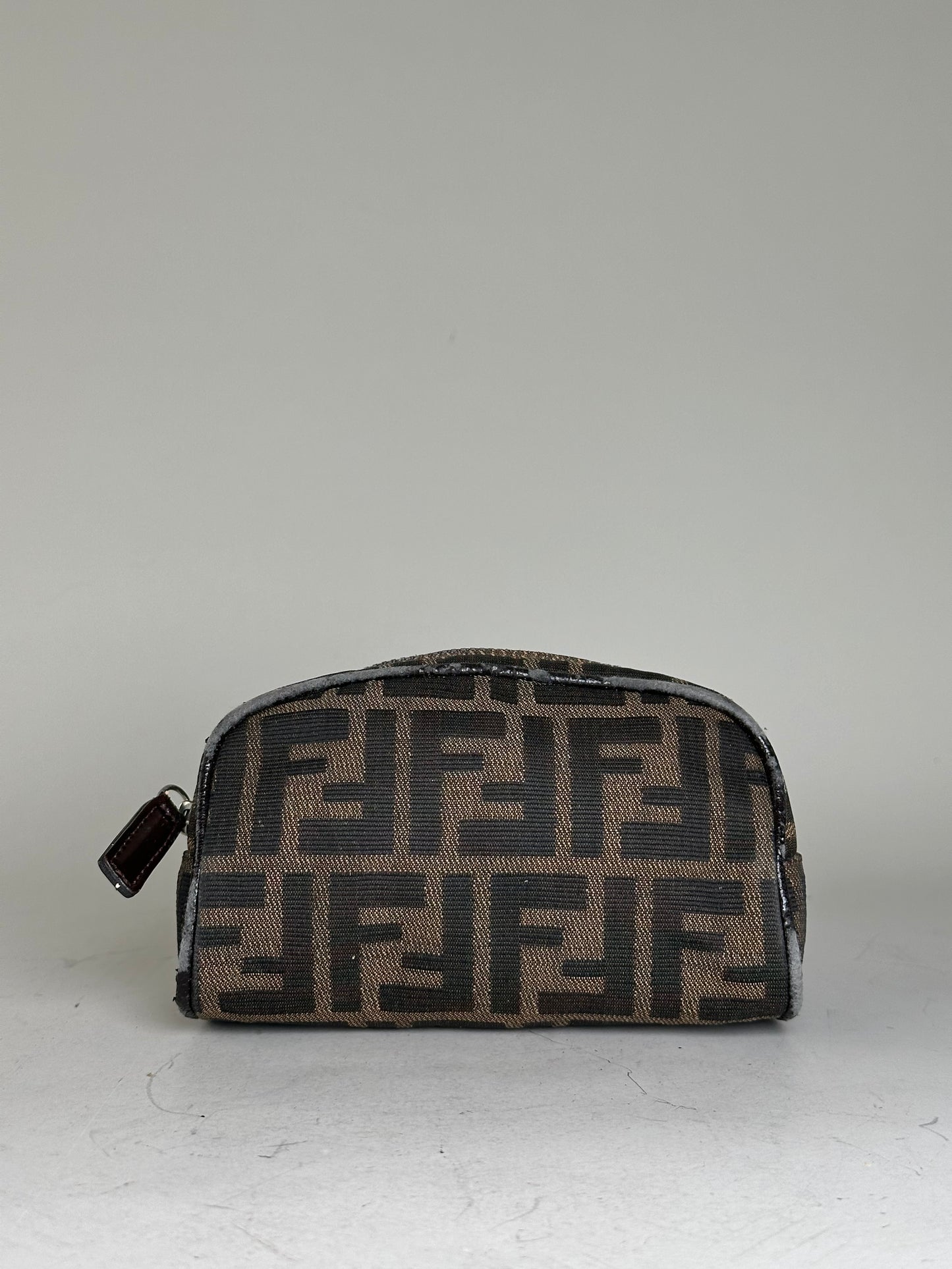 Vintage Fendi FF Monogram Canvas Cosmetic Case Brown Black