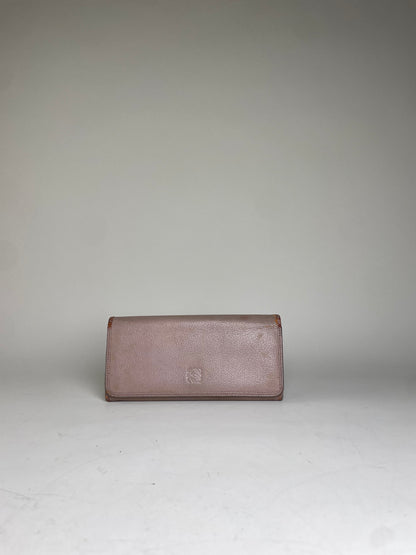 Vintage Loewe Leather Zip Wallet Pink Silver