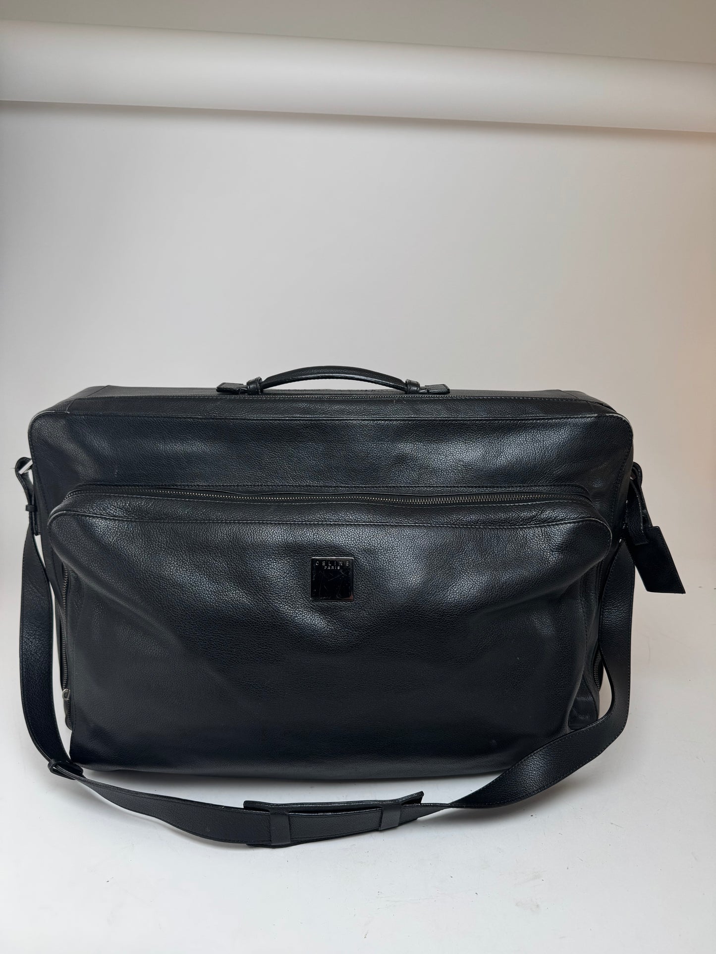 Sac de voyage vintage Céline Paris 2 voies en cuir noir
