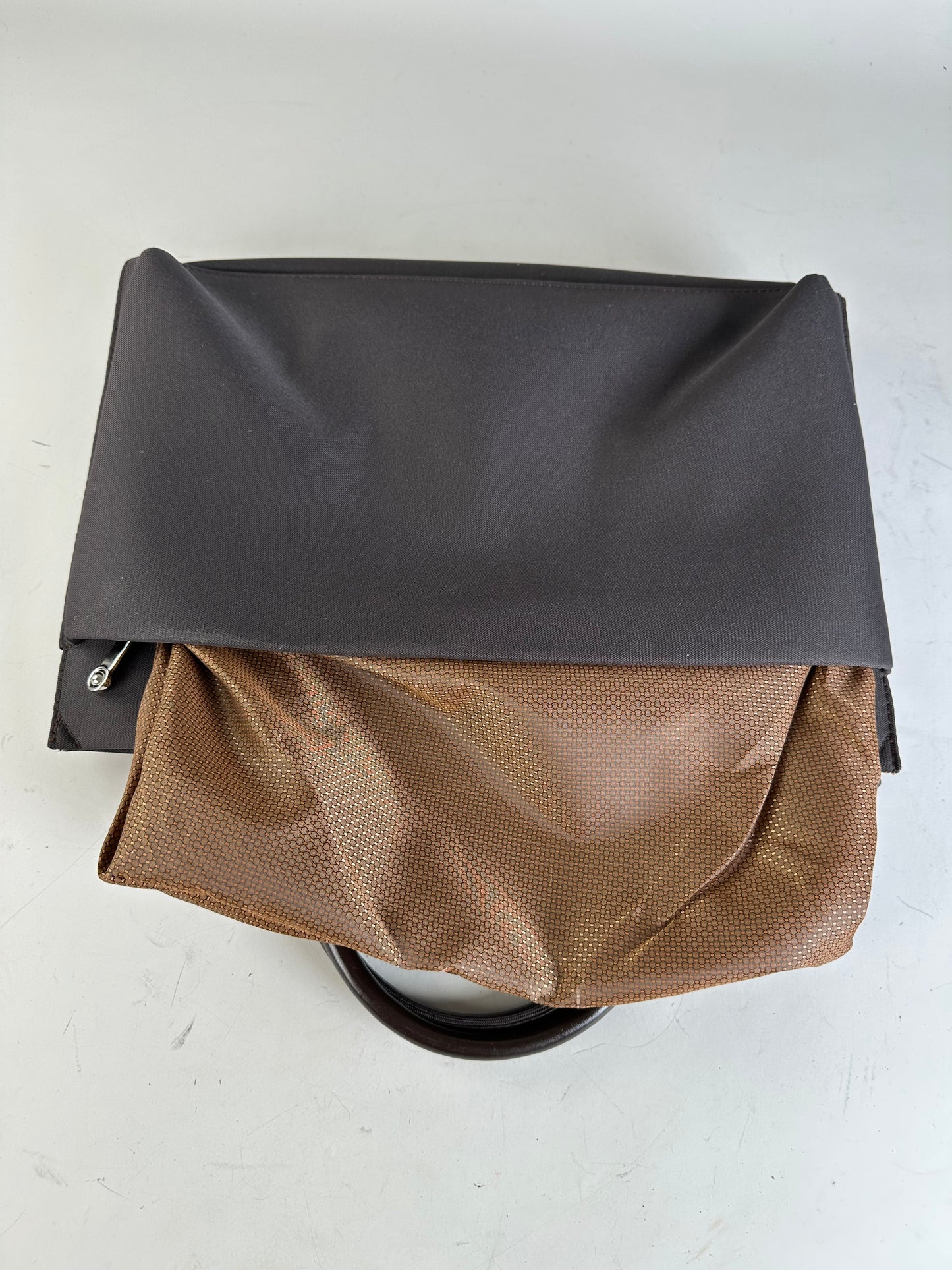 Vintage Ferragamo Nylon Leather Trim Handbag Black Brown