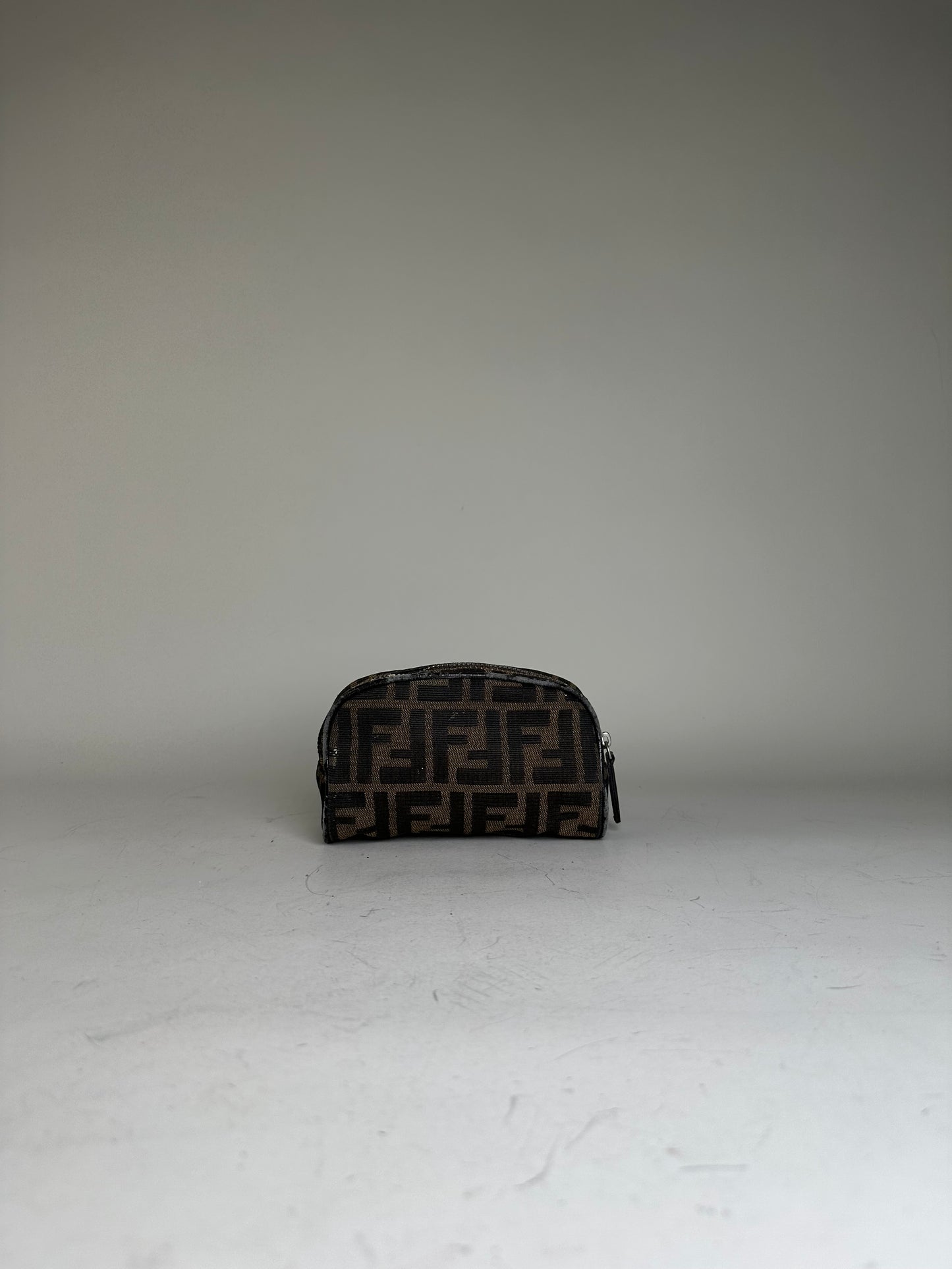 Vintage Fendi FF Monogram Canvas Cosmetic Case Brown Black