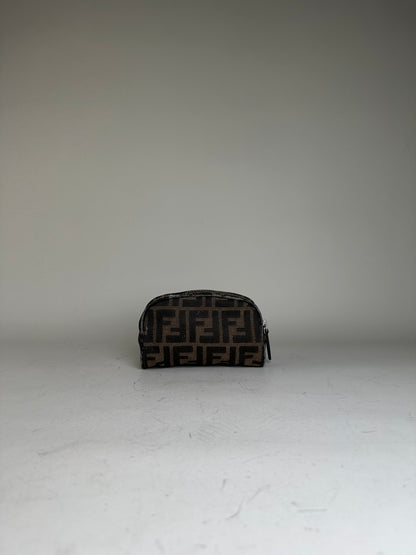 Vintage Fendi FF Monogram Canvas Cosmetic Case Brown Black