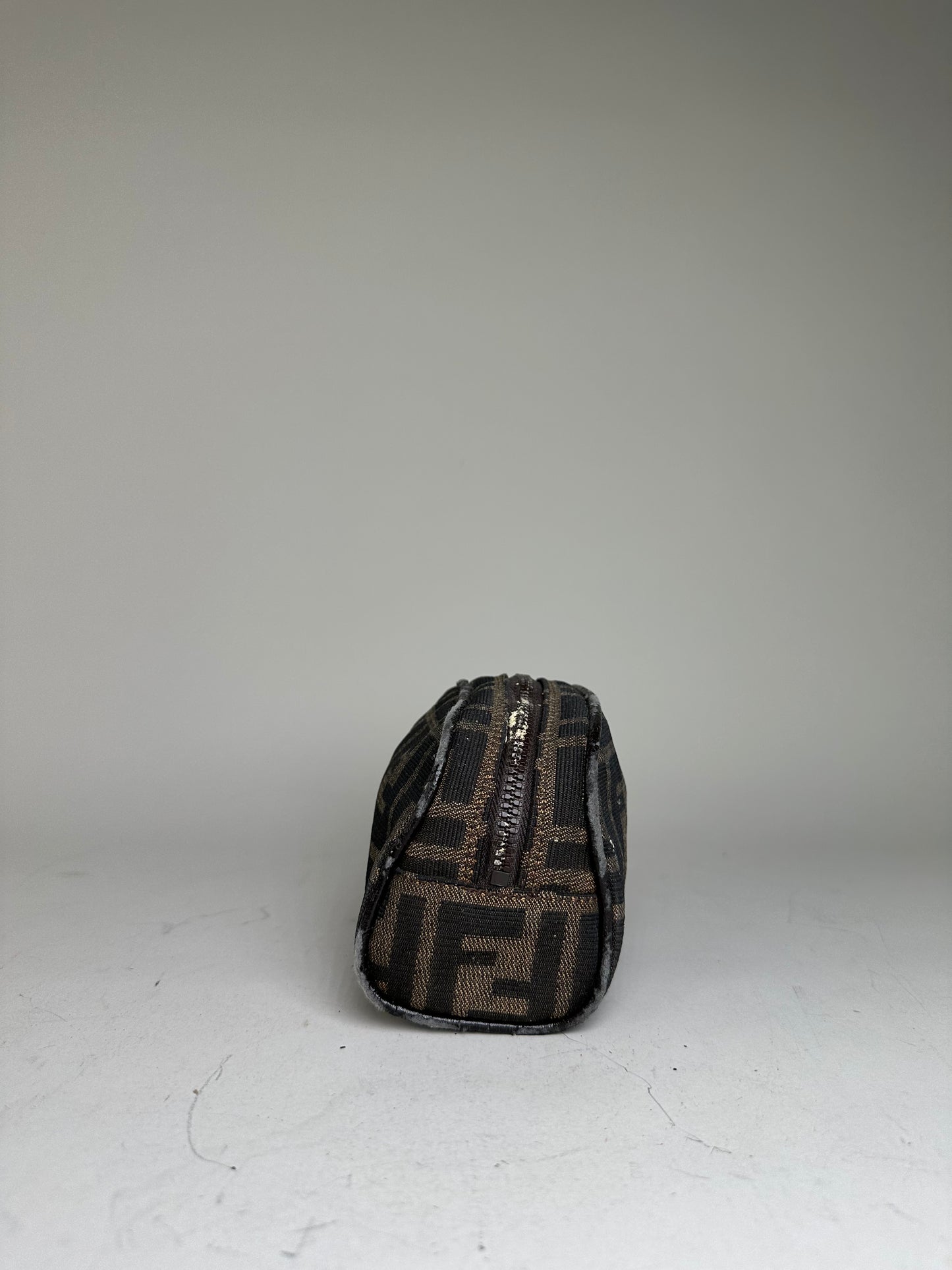 Vintage Fendi FF Monogram Canvas Cosmetic Case Brown Black