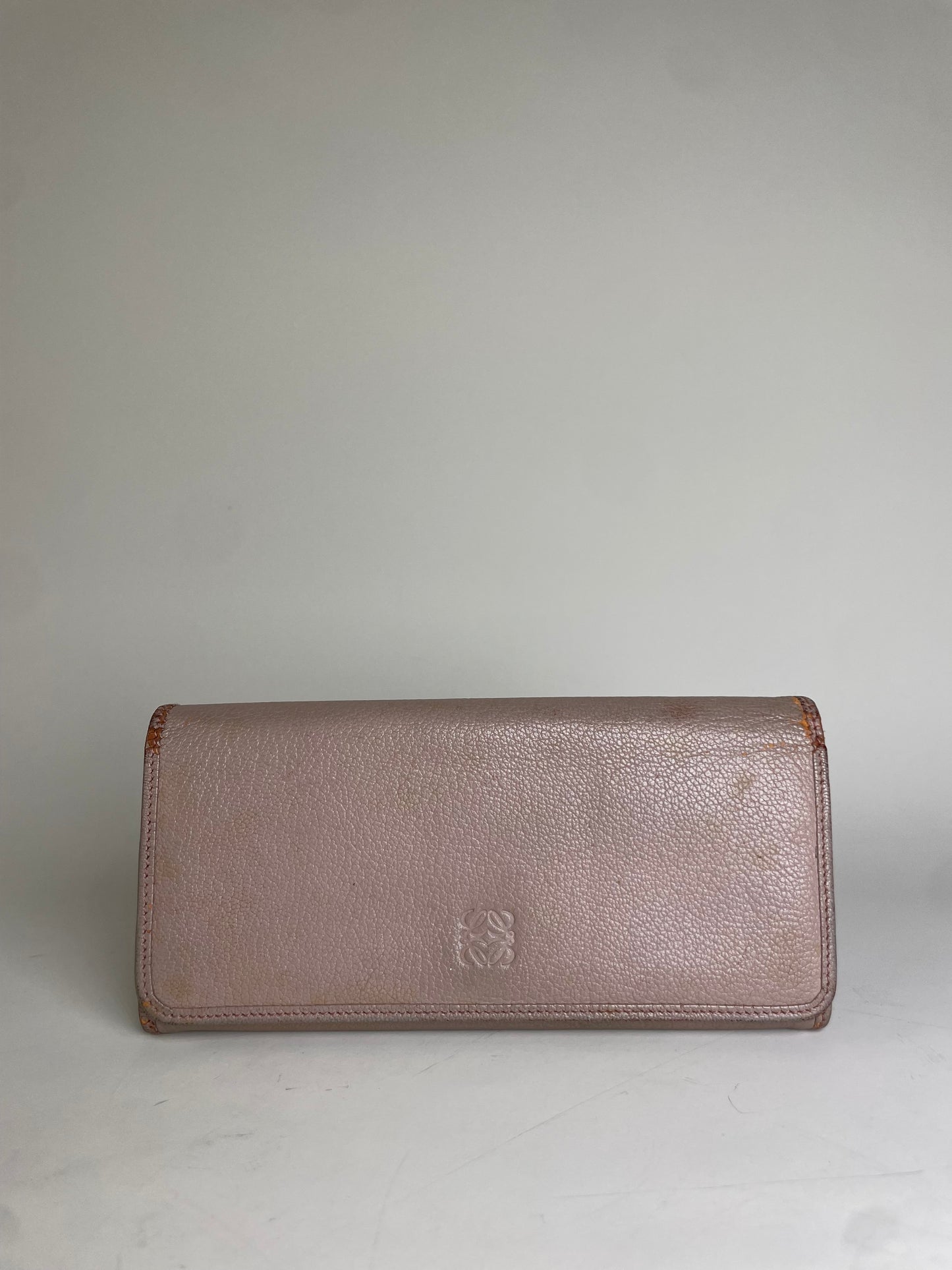 Vintage Loewe Leather Zip Wallet Pink Silver