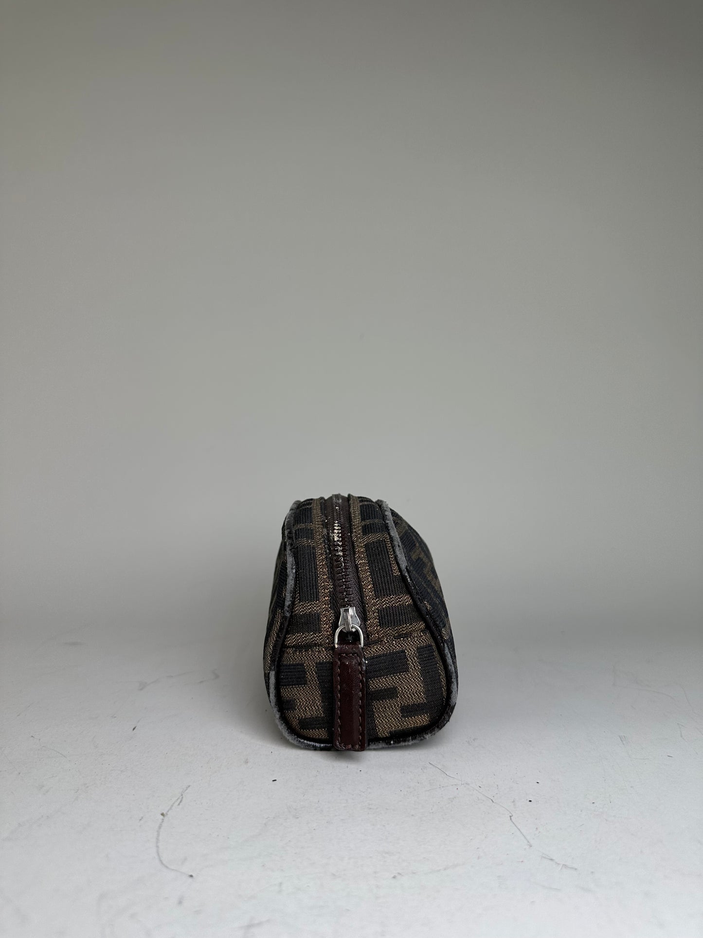 Vintage Fendi FF Monogram Canvas Cosmetic Case Brown Black