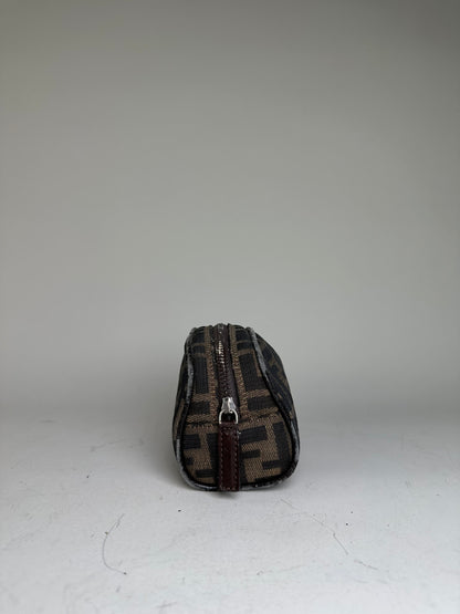 Vintage Fendi FF Monogram Canvas Cosmetic Case Brown Black