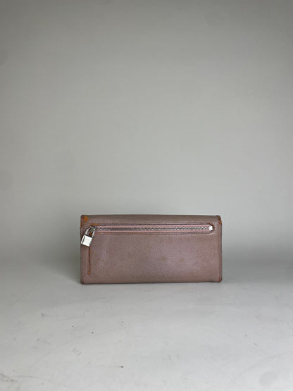 Vintage Loewe Leather Zip Wallet Pink Silver