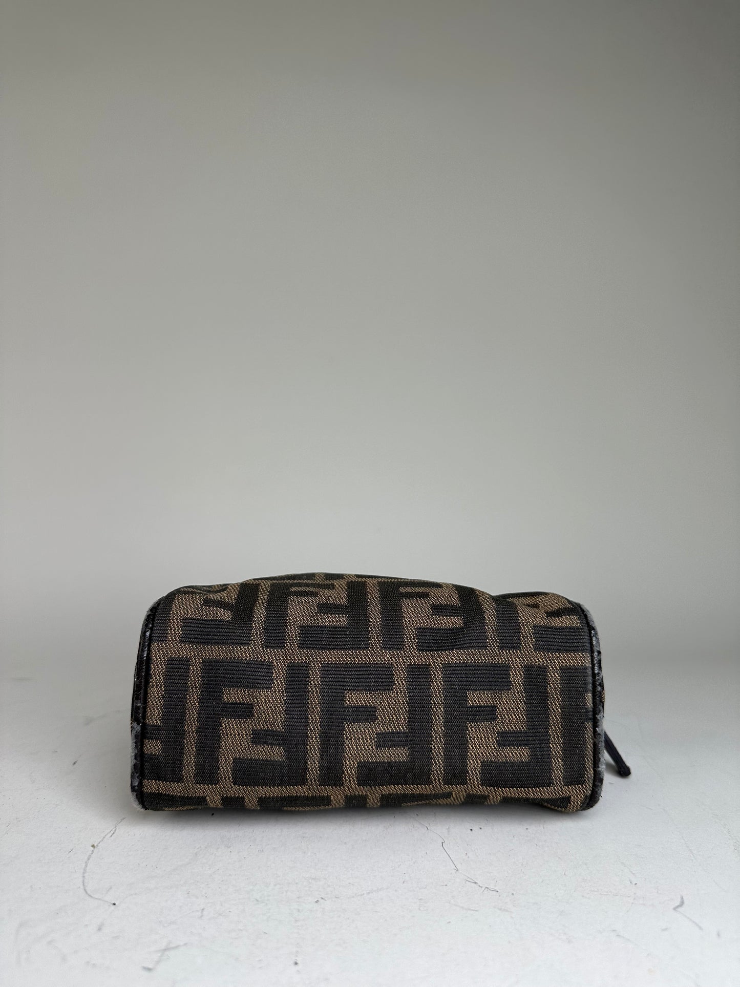 Vintage Fendi FF Monogram Canvas Cosmetic Case Brown Black