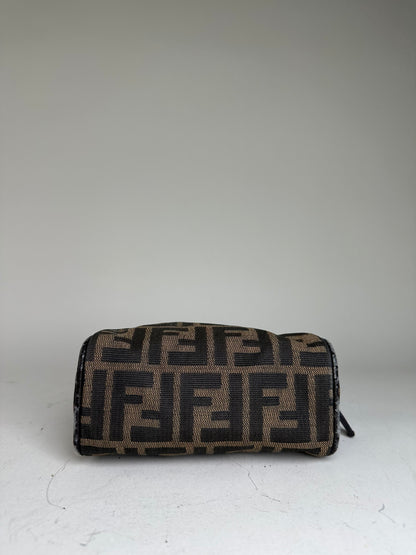 Vintage Fendi FF Monogram Canvas Cosmetic Case Brown Black