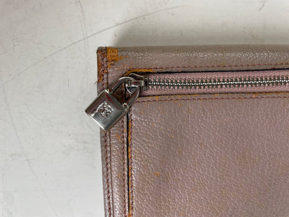 Vintage Loewe Leather Zip Wallet Pink Silver