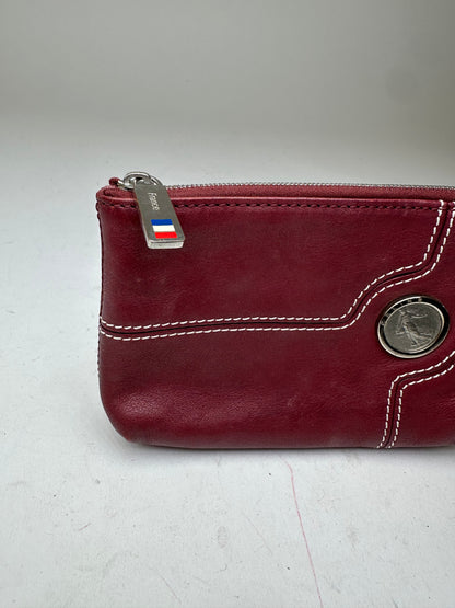 Vintage Celine Leather Zip Pouch Burgundy