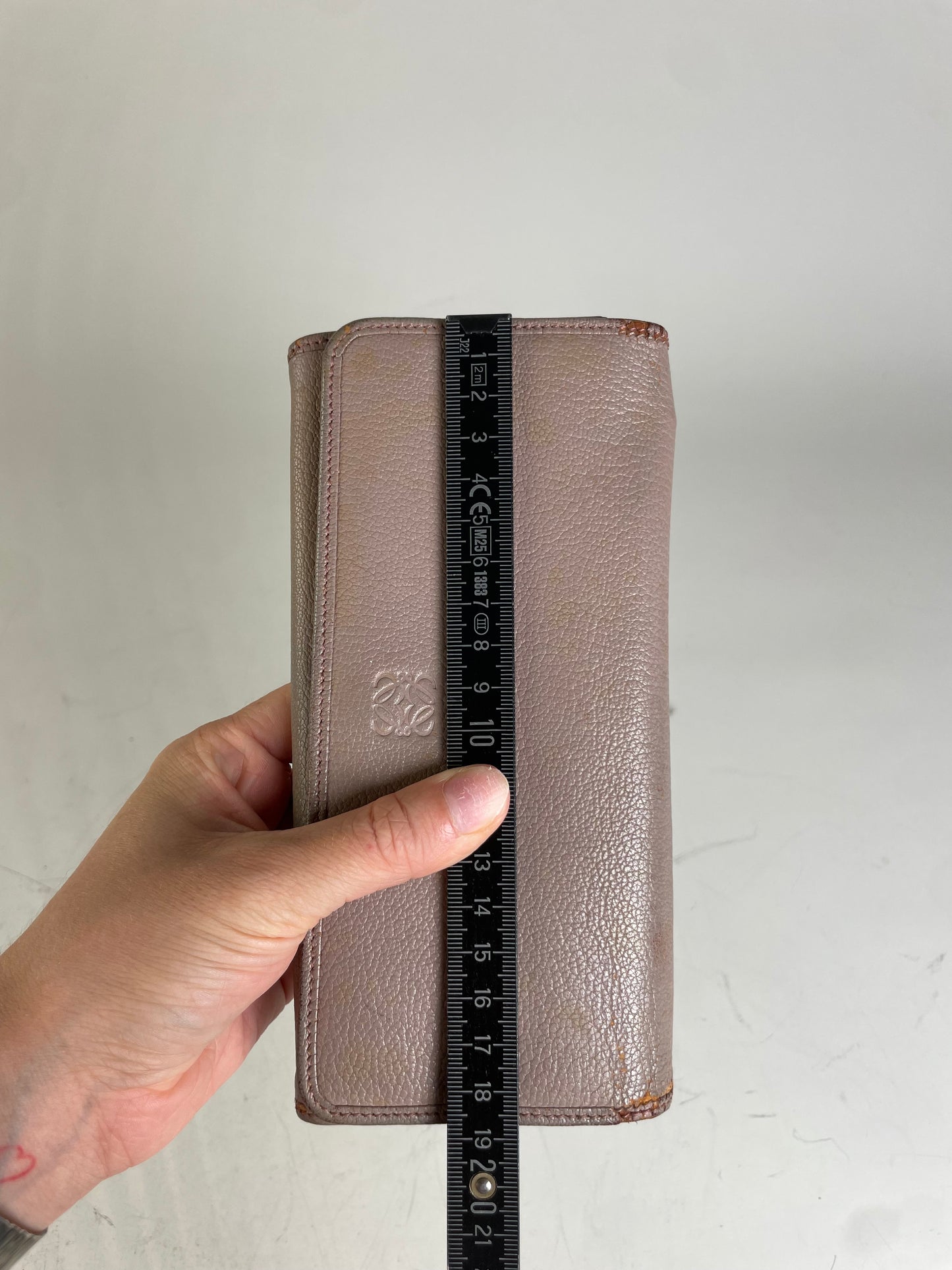 Vintage Loewe Leather Zip Wallet Pink Silver