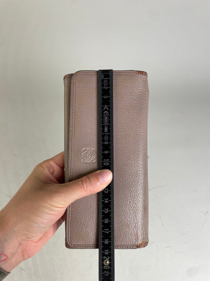 Vintage Loewe Leather Zip Wallet Pink Silver
