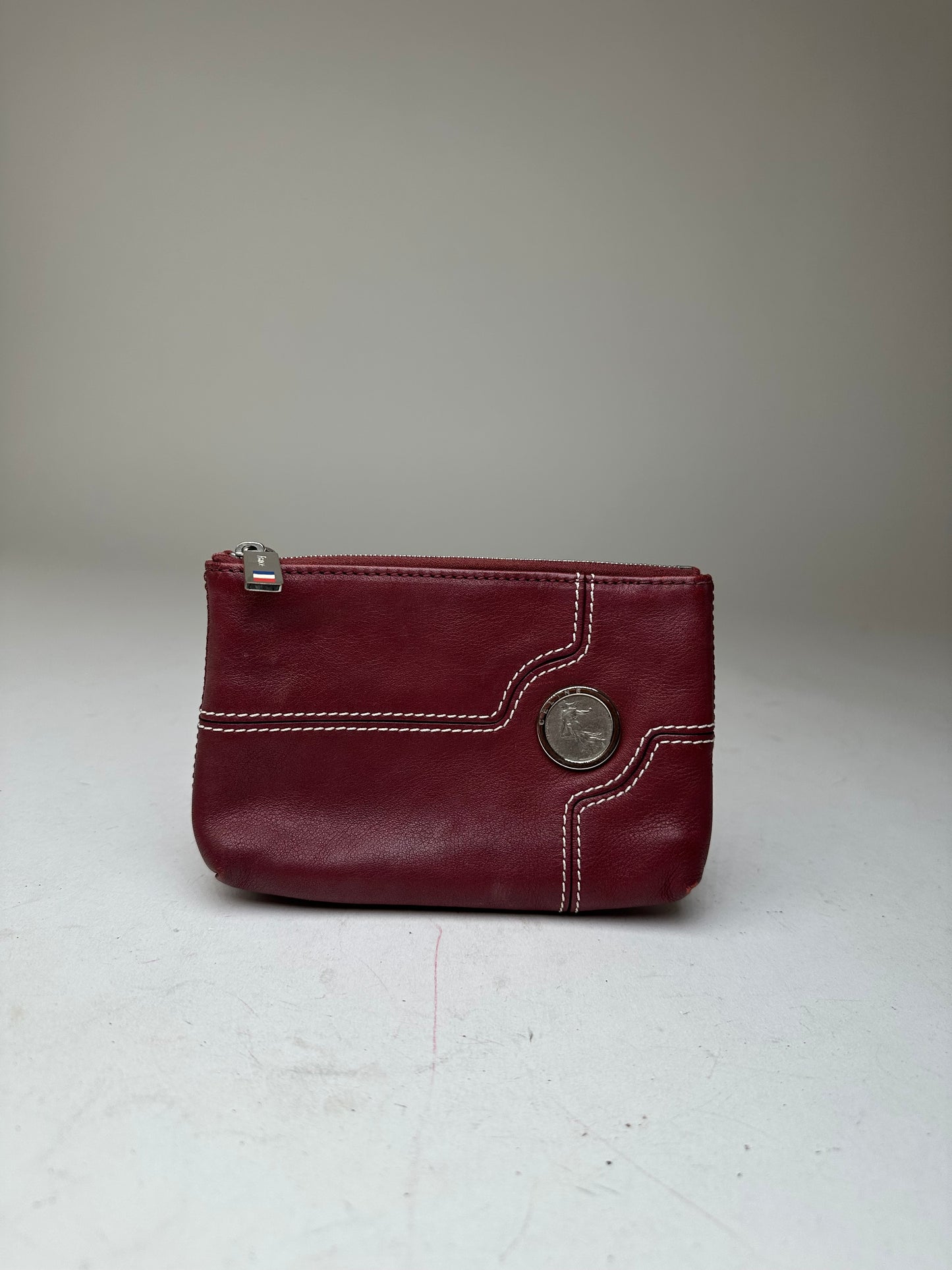 Vintage Celine Leather Zip Pouch Burgundy