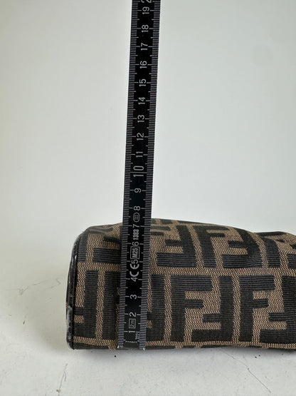 Vintage Fendi FF Monogram Canvas Cosmetic Case Brown Black