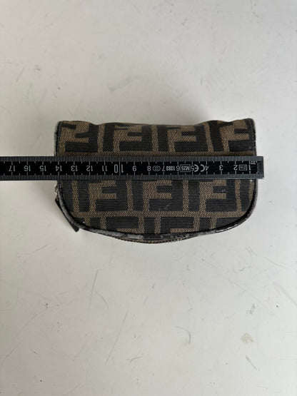 Vintage Fendi FF Monogram Canvas Cosmetic Case Brown Black