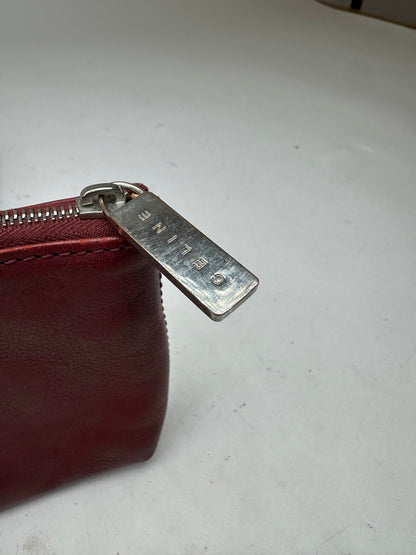 Vintage Celine Leather Zip Pouch Burgundy